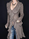 Lace Flared Sleeve Knitted Cardigan