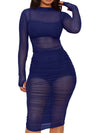 Mesh Dress + Vest + Shorts Three-Piece Set