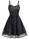 Punk Skull Pattern Lace Cami Dress