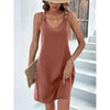 Solid Color Double Strap Hollow Sleeveless Dress