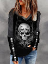 Skull Print Clashing Hoodie