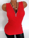 Slim Zip Neck Sleeveless Tank Vest