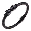 Double Skulls Buckle Braided Bracelet