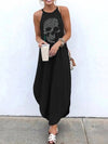 Punk Skull Off Shoulder Sleeveless Casual Dresses