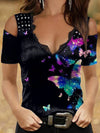 V-neck Sexy Butterfly Printed Short-sleeved Top