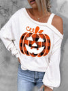 Halloween Pumpkin Cold Shoulder Shirt