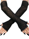 Spider Web Ruffled Hem Long Gloves