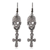 Hollowed Skull Cross Drop Earrings