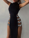 Sexy Slit Stitching Sleeveless Dress