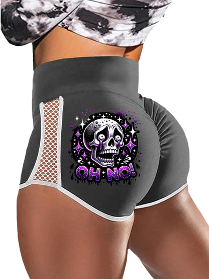 Skull Crying Print Sports Shorts