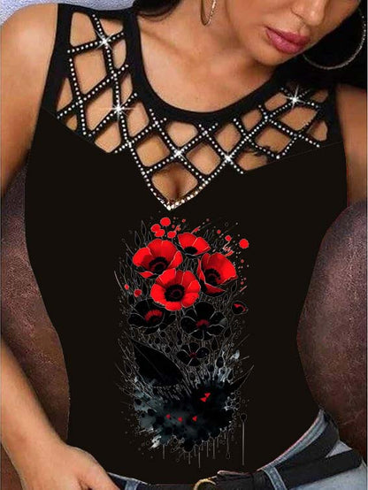 Dark Flower Print Vest