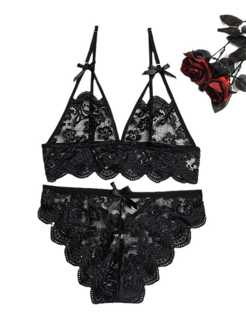 Sexy Lace Sling Bow Underwear Suit