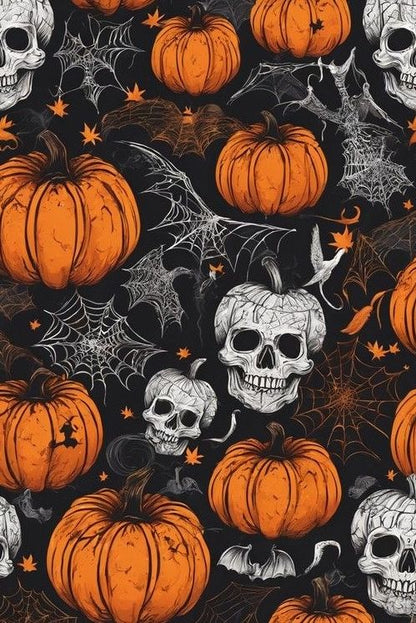 Halloween Pumpkin Skull Printed V-neck Sexy Butterfly Back Dress