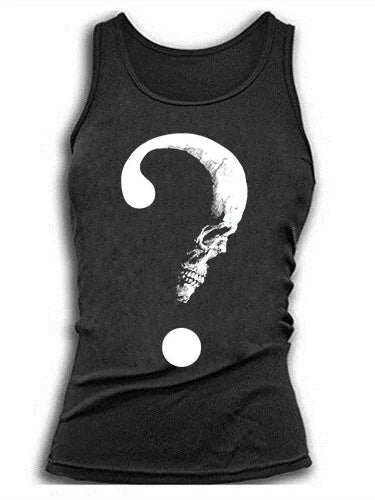 Unique Skull In The Shape Of Question Print Women Sexy Vest