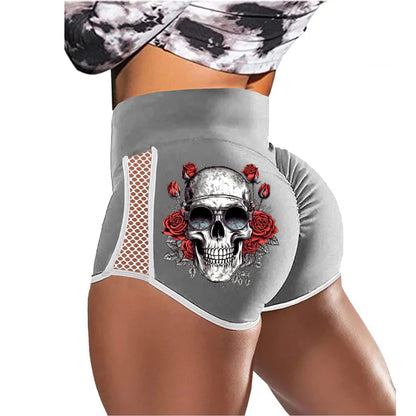 Sunglasses Skull Rose Low-Rise Track Shorts