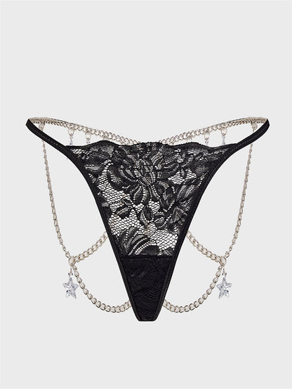 Sexy Lace Chain Stitching Pendant Five-Pointed Star Underwear