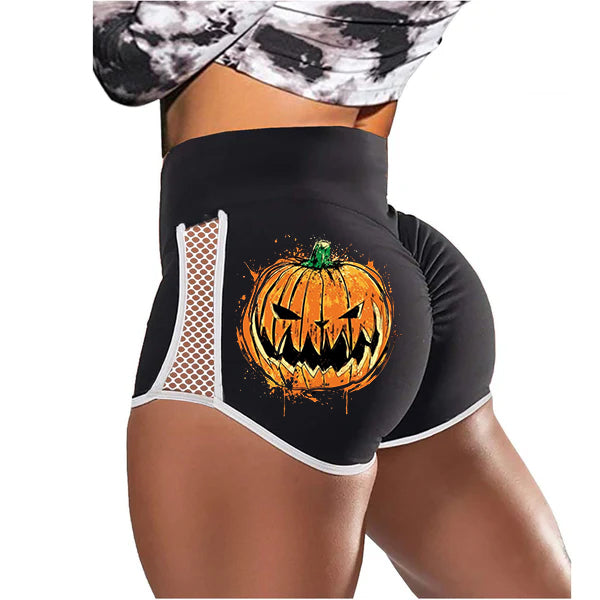 Halloween Ink Fierce Pumpkin Low-Rise Track Shorts