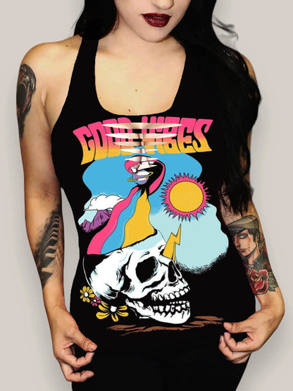 Good Vibes Skull Printed Vest