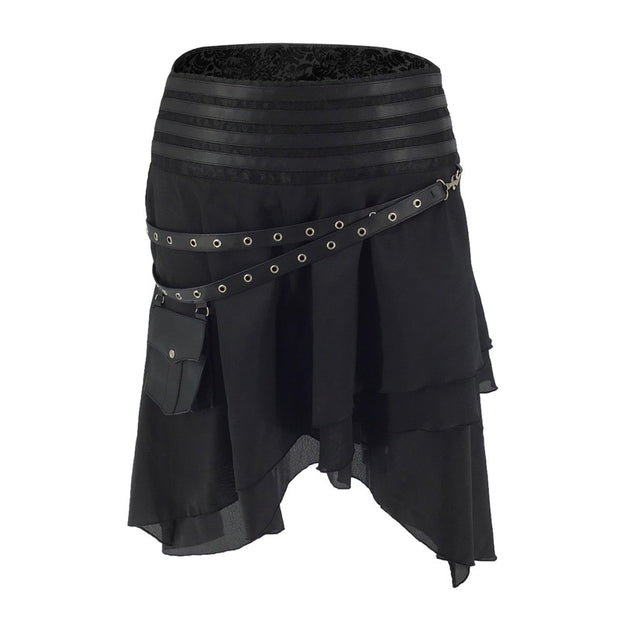 Punk & Rock Irregular Belt Skirt