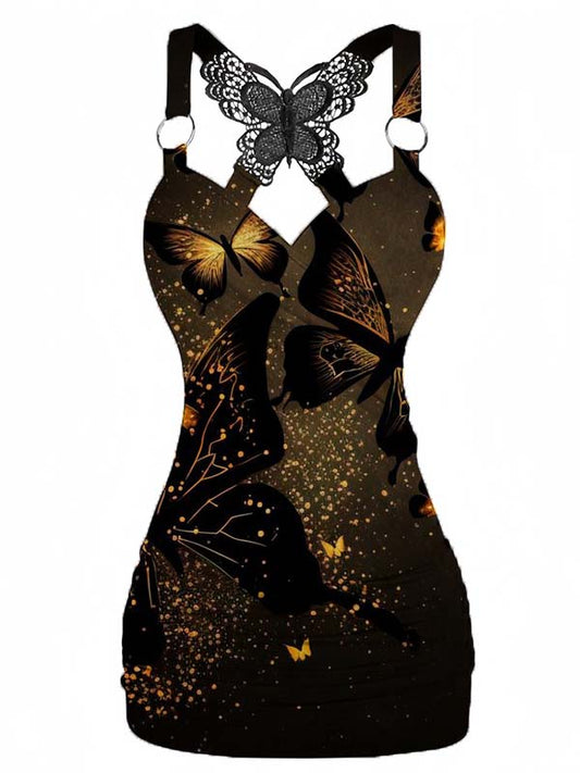 Golden Butterflies Printed Back Butterfly Camisole