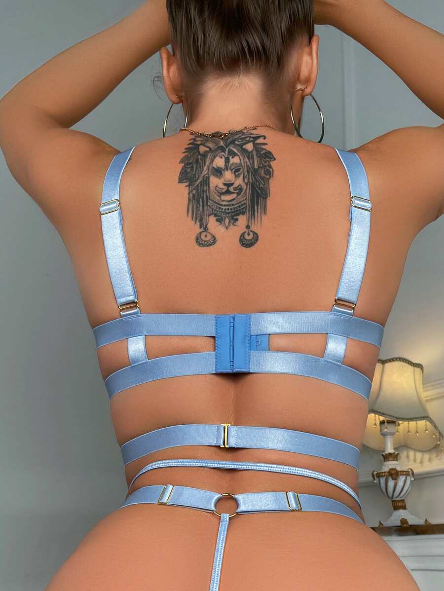 Lace Push up Lace-up Cutout Bra Set