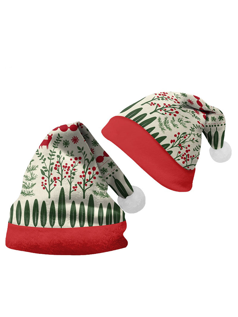 Christmas Multi-Pattern 3D Printed Cartoon Plush Christmas Hat