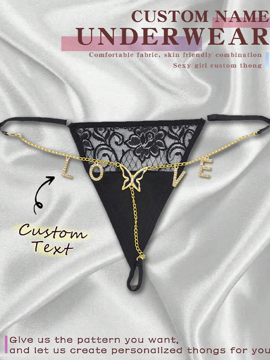 Letter Pendant Diamond Waist Chain Sexy Panties Custom