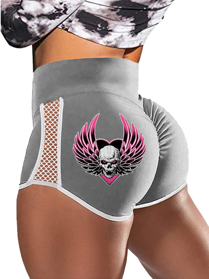 Gothic Wings Rose Print Sports Shorts