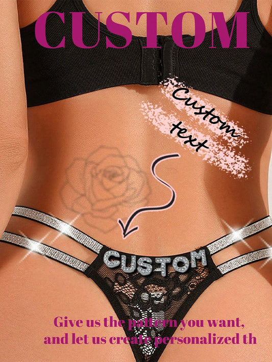 Sexy Double Strap Thin and Glittering Mesh Panties Custom