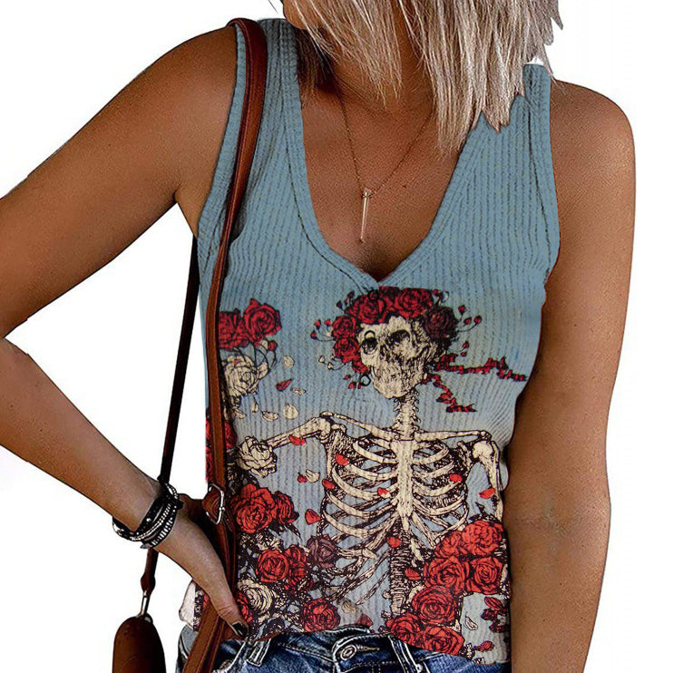 Sexy Skeleton and Rose Vest