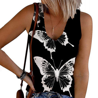 Retro Butterfly Growth Track Print Vest