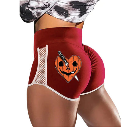 Halloween Heart Shaped Pumpkin Low-Rise Track Shorts