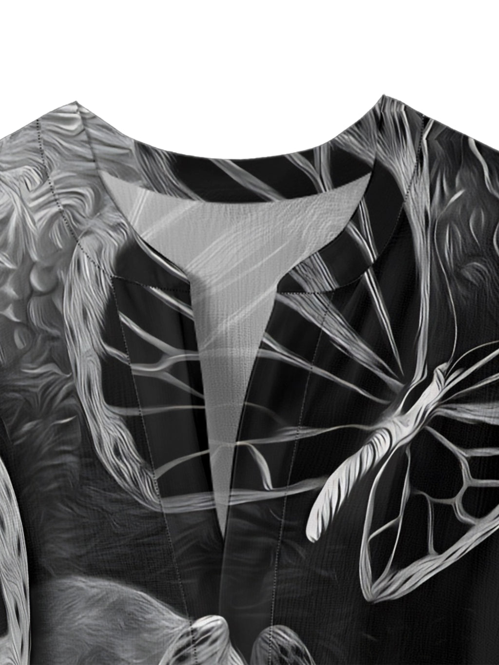 Butterfly Skull V-neck Ruffle Blouse