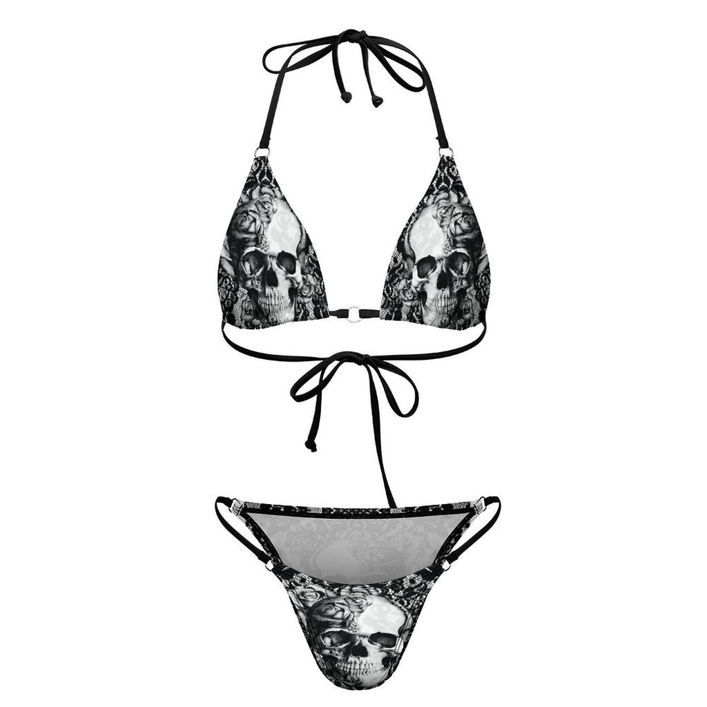 Sexy Skull Printed Lace-up Swimsuit