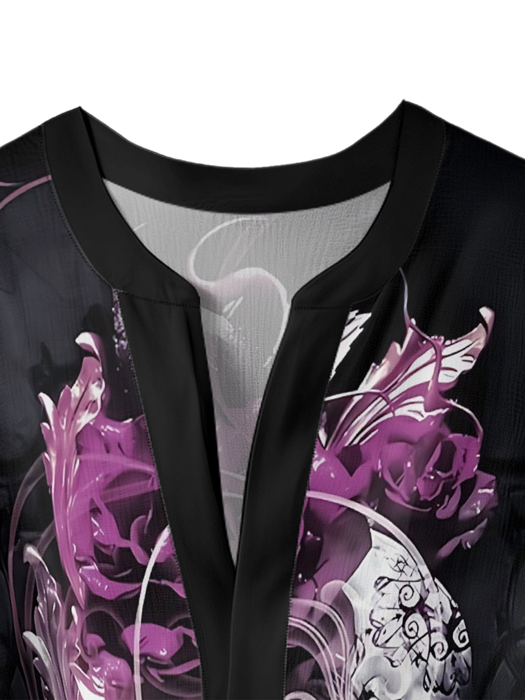 Purple mysterious skull V-neck Ruffle Blouse