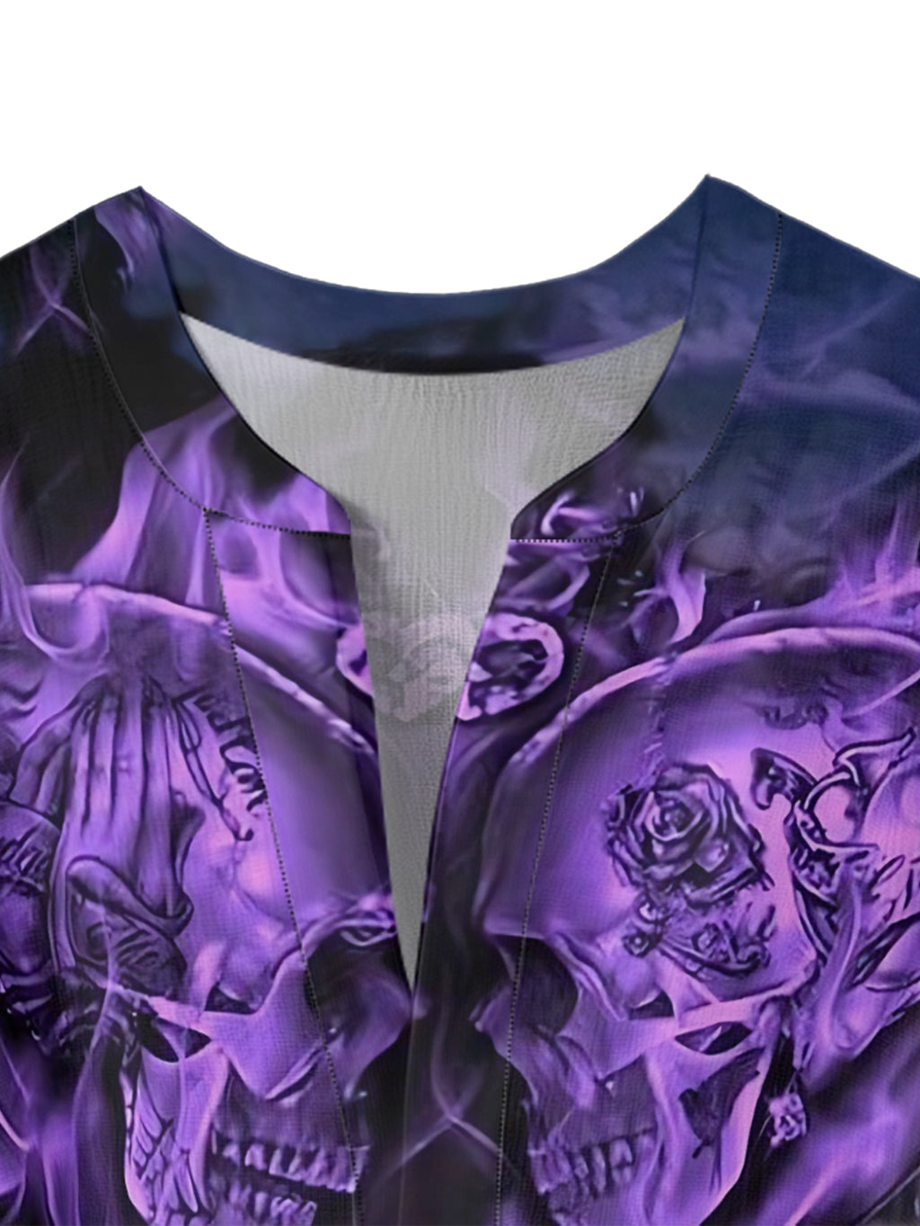 Lotus Twin Skulls V-neck Ruffle Blouse