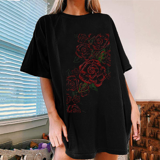 T-shirt à manches courtes imprimé roses 