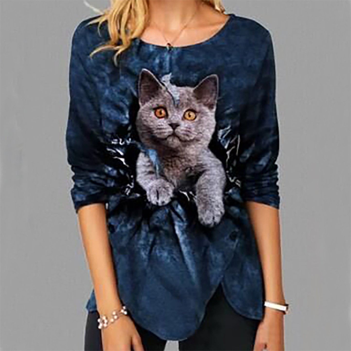 Cat Print Casual T-shirt