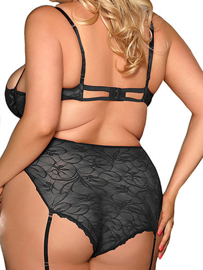 Sexy plus Size Lace Hollow Bra Set