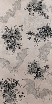 Vintage Flower Bat Spider Web Printed V-neck Sexy Butterfly Back Dress
