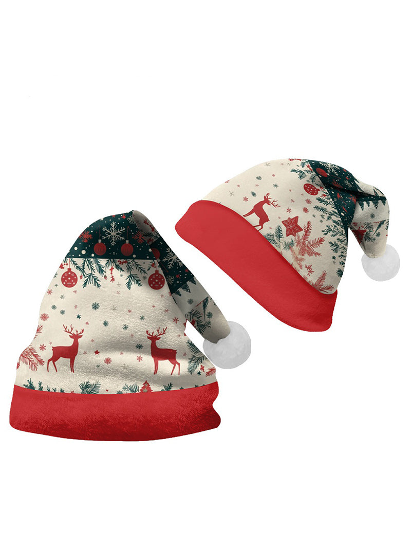 Christmas Multi-Pattern 3D Printed Cartoon Plush Christmas Hat