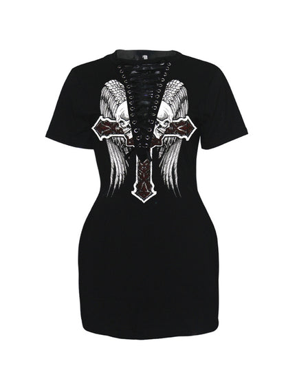 Gothic Cross Wings Sexy Lace-up Dress