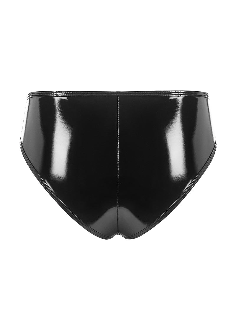 Sexy Pu Bright Leather Zipper Underwear