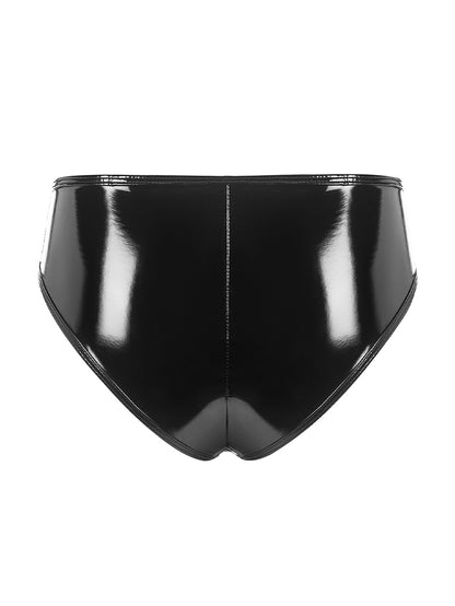 Sexy Pu Bright Leather Zipper Underwear