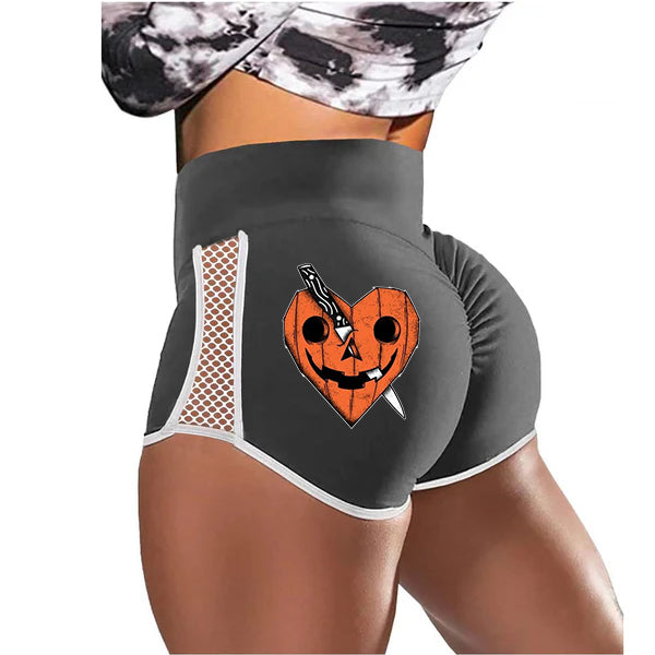 Halloween Heart Shaped Pumpkin Low-Rise Track Shorts