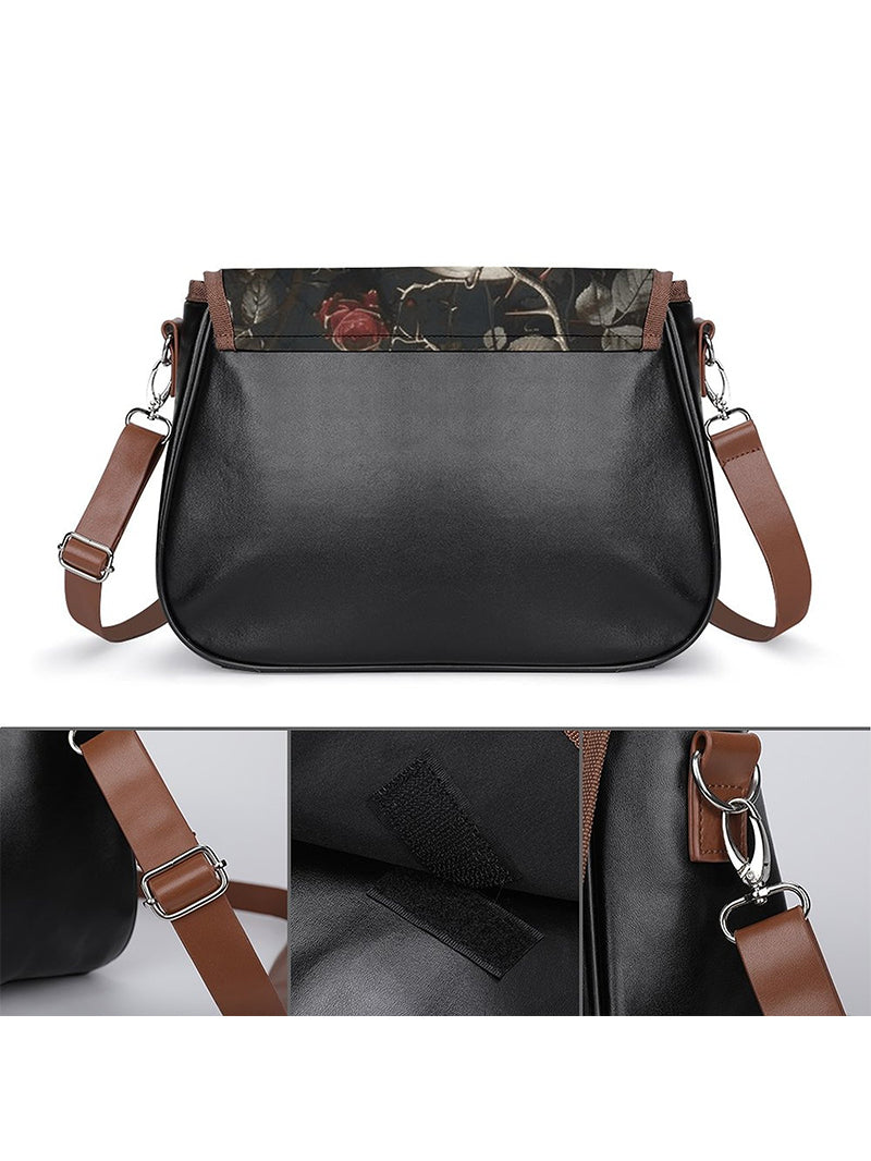 Women's Fashion Skull Print Leather Haversack