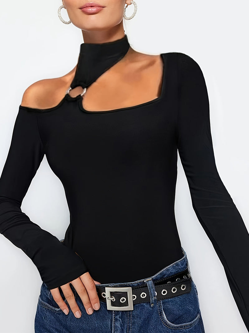 Sexy Halter off-the-Shoulder Slim-Fit Long-Sleeved T-shirt