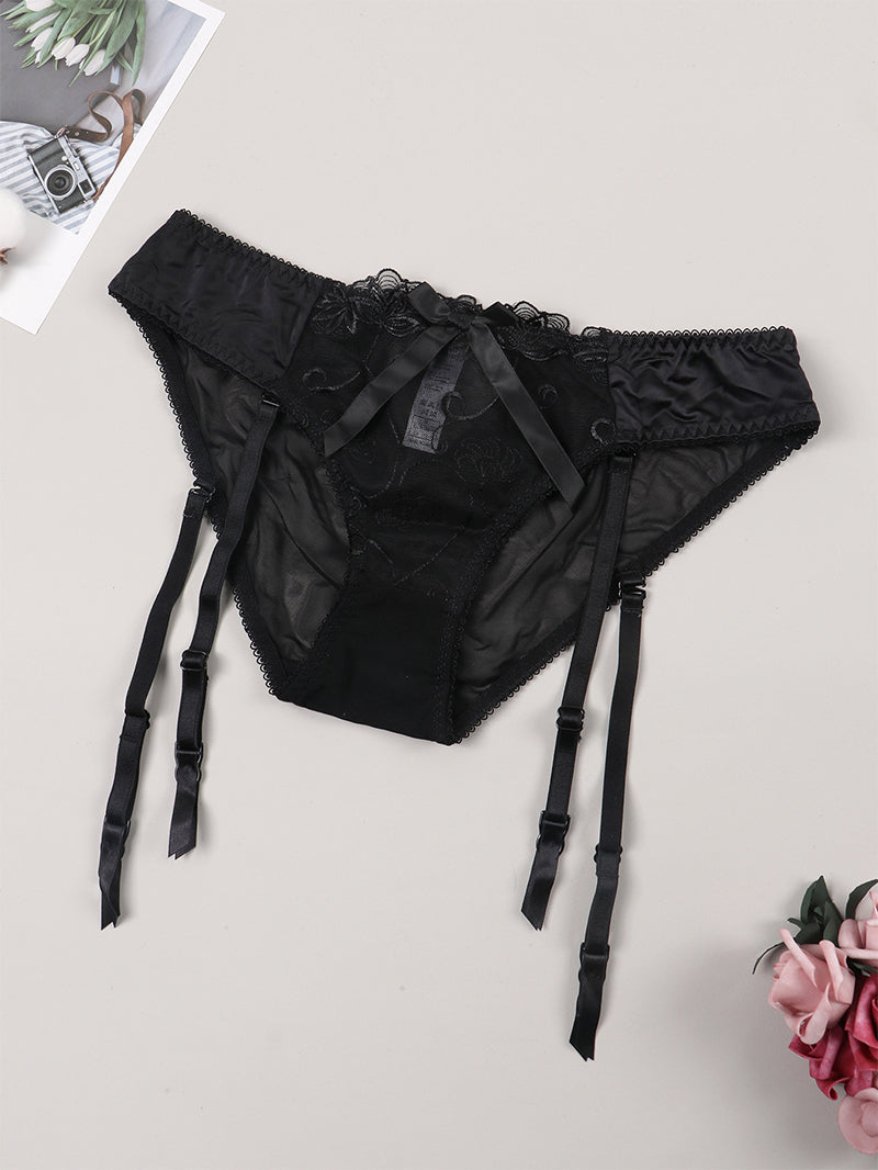 Sexy Lace See-through Mesh Panties Garter