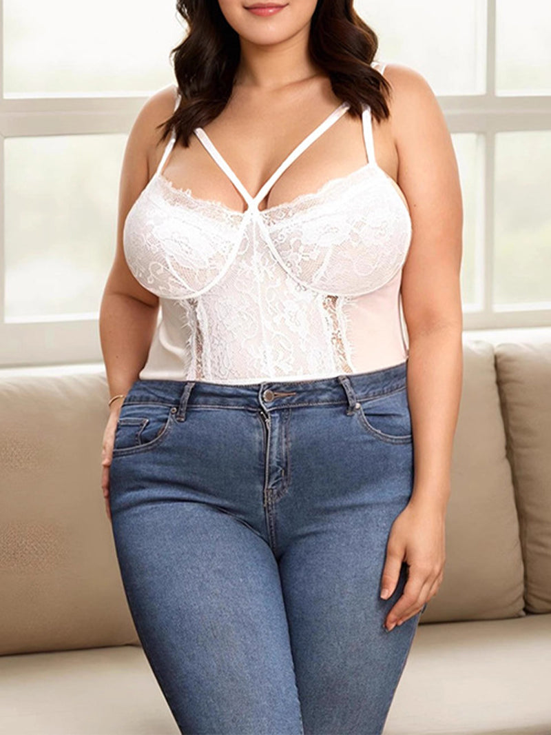 Sexy plus Size Lace Sleeveless Jumpsuit