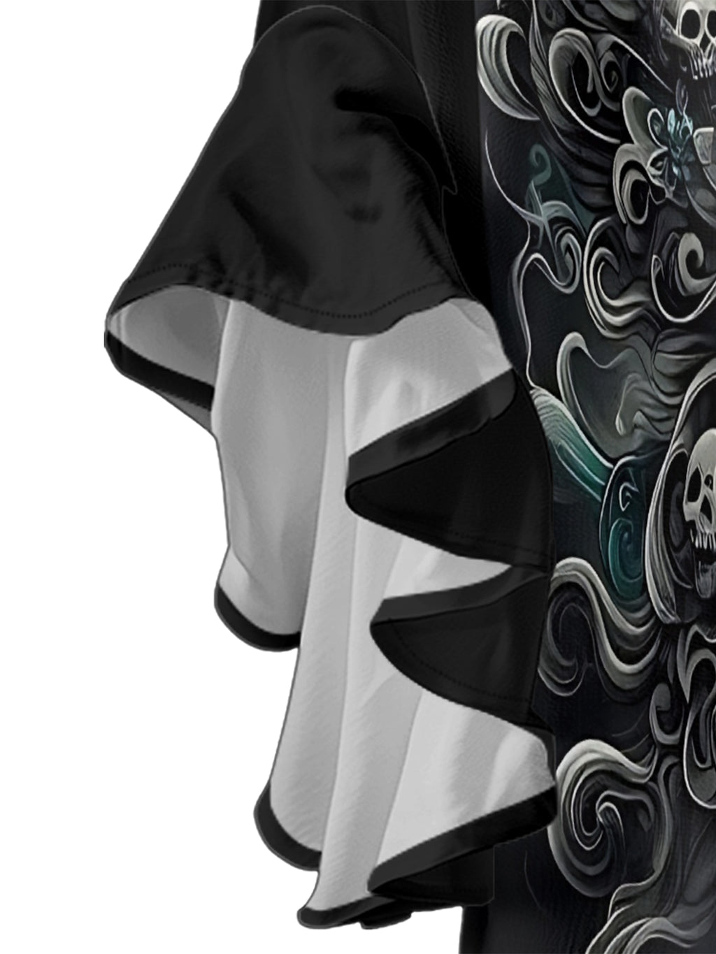 Skull on butterfly V-neck Ruffle Blouse